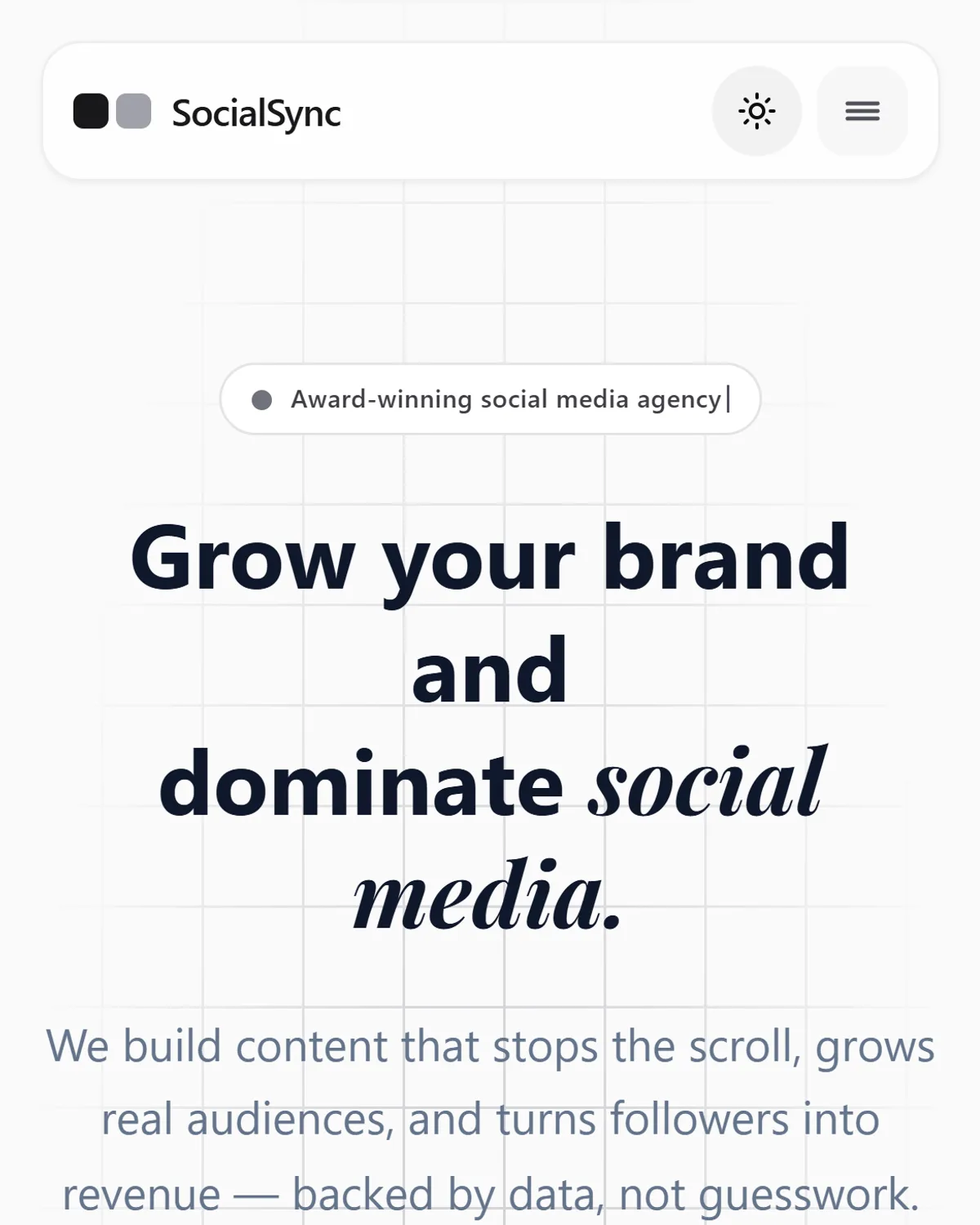 The SocialSync homepage on a phone